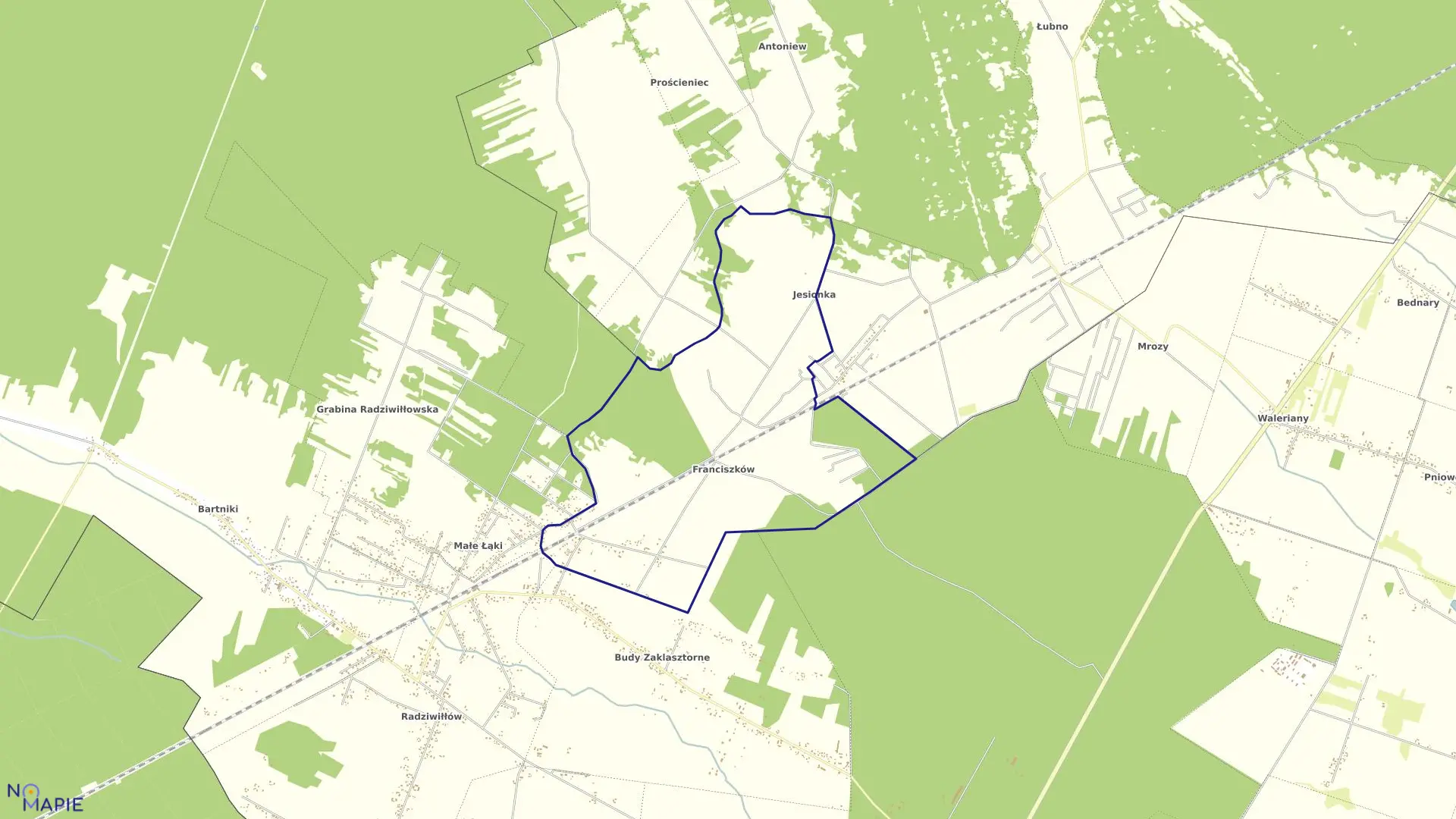 Mapa obrębu FRANCISZKÓW w gminie Wiskitki